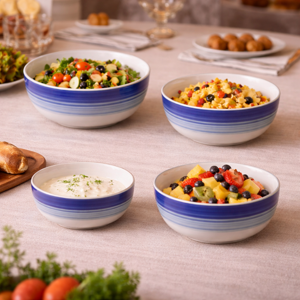 Kunhar Ceramic Mixing Bowl Set – 4 Pieces (1500ml, 800ml, 600ml, 400ml), Monsoon – Durable, Microwave & Dishwasher Safe – Ideal for Mixing, Serving & Storage - Image 2